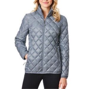 32 Degrees Women's Quilted Silver Puffer Jacket